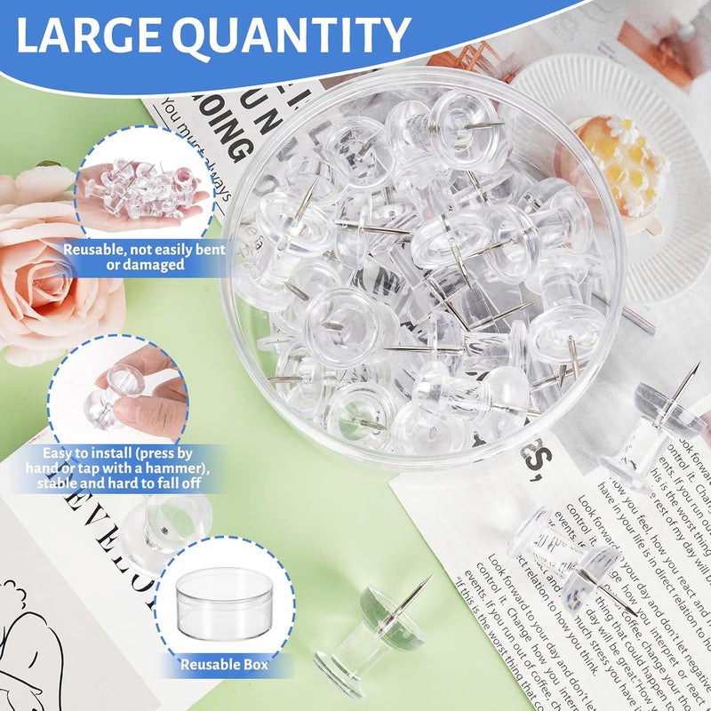 DANRONG 30 PCS Jumbo Push Pins for Bulletin Board, Large Thumb Tacks for Wall, 1.81 Inch, Giant Clear Thumbtacks, Pin Tacks for Cork Board Hanging Maps Photos Posters Calendar, Office School Supplies - Image 4